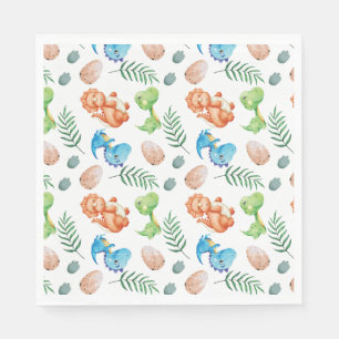 Stomp, Chomp und zwei Aquarell Dinosaurier Geburts Serviette