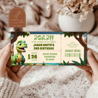 Stomp On Over Dinosaur Animals Birthday Ticket