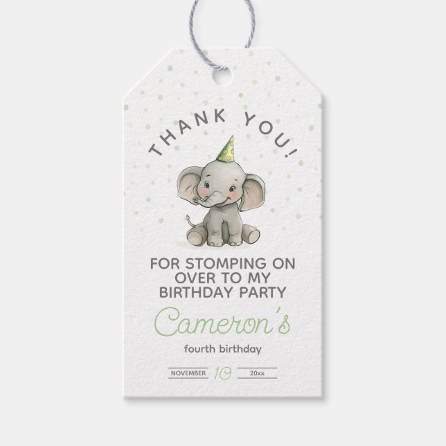 Stomp on Over, Niedlicher Elefant Geschenkanhänger (Vorderseite)