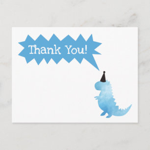 Stomp und Chomp Danke Dinosaur Birthday Blue Postkarte