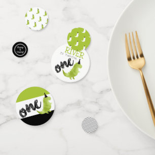 Stomp und Chomp Dinosaurier Erster Geburtstag Grün Konfetti