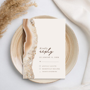 Stone Agate Marble Wedding RSVP Karte