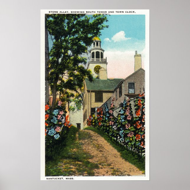 Stone Alley View South Tower and Town Clock Poster (Vorne)