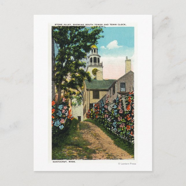 Stone Alley View South Tower and Town Clock Postkarte (Vorderseite)