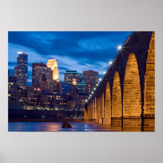 Stone Arch Bridge Minneapolis Skyline-Poster Poster (Vorne)