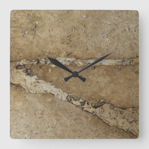 Stone Background - Marble Travertine Rock Template Quadratische Wanduhr
