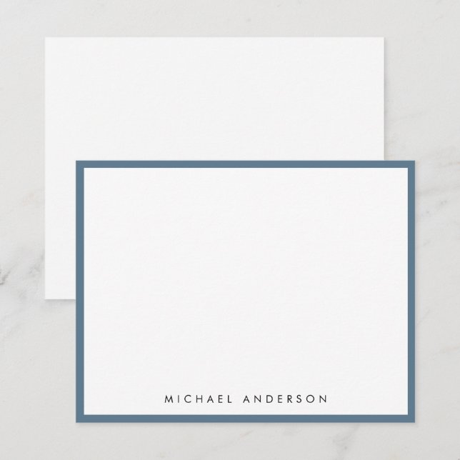 Stone Blue Classic Border Correspondence Mitteilungskarte (Vorne/Hinten)