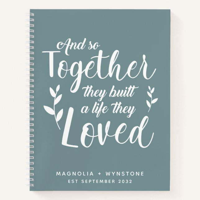 Stone Blue Romantic Quote Couple Notizbuch (Vorderseite)