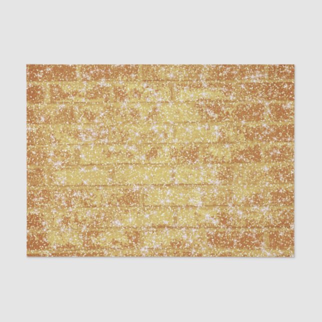 Stone Brick Textil Gold Glitzer Decoupage Seidenpapier (Vorderseite)