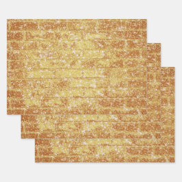 Stone Brick Texture Gold Glitzer Decoupage Geschenkpapier Set