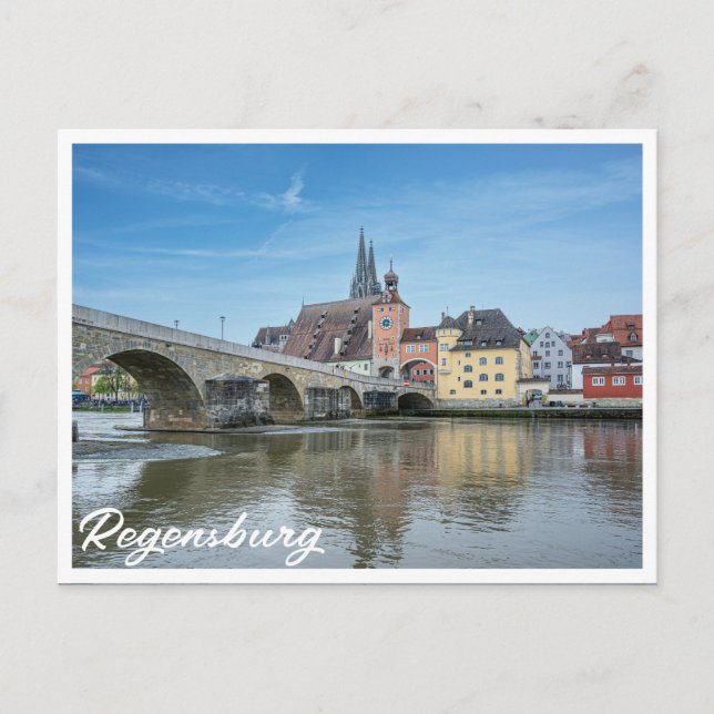 Stone Bridge in Regensburg, Deutschland Postkarte (Vorderseite)