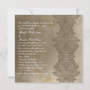 Stone Brown Vintag Damask Einladung