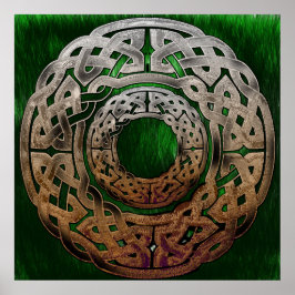 Stone Celtic Knot Circle on Grass Poster