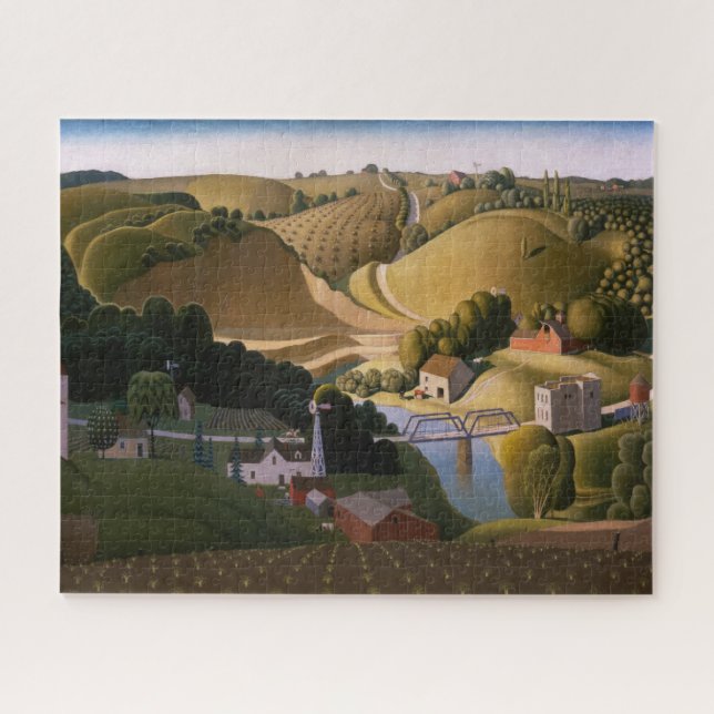 Stone City by Grant Wood Puzzle (Horizontal)