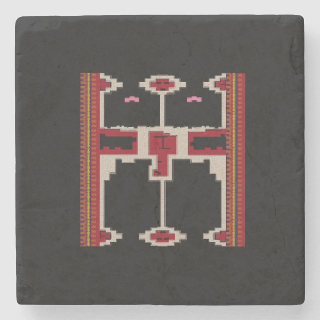 Stone Coaster with Borneo Design Steinuntersetzer (Vorderseite)