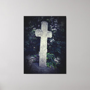 Stone Cross Foto Stretched Canvas Print Leinwanddruck