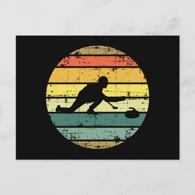 Stone Curling Winter Curler Retro Vintag Postkarte (Vorderseite)