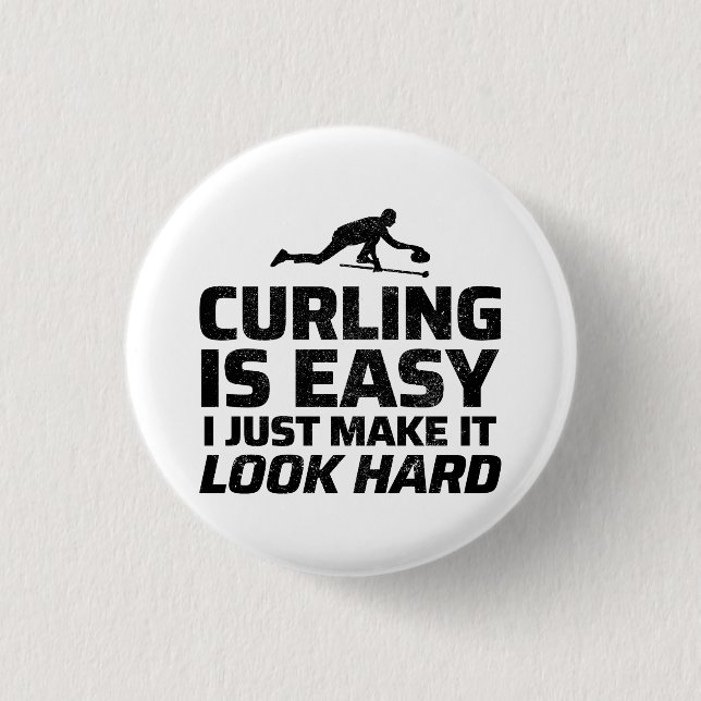 Stone Curling Winter Ice Sport Curler Funny Button (Vorderseite)