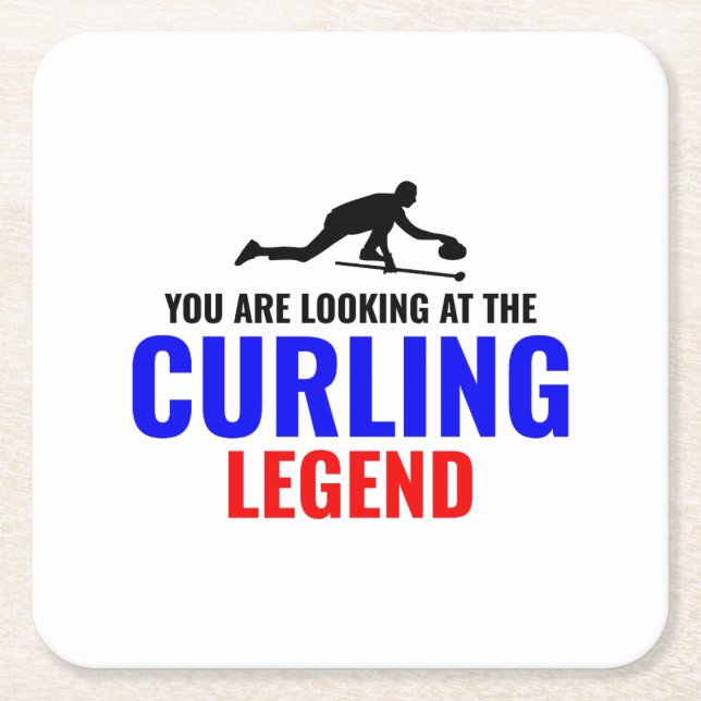 Stone Curling Winter Ice Sport Curler Funny Rechteckiger Pappuntersetzer (Vorderseite)