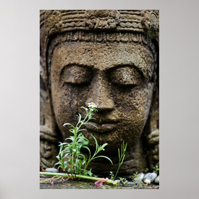 Stone Garden Statue with flower Poster (Vorne)