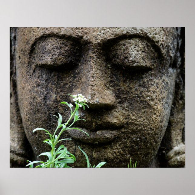 Stone Garden Statue with flower Poster (Vorne)