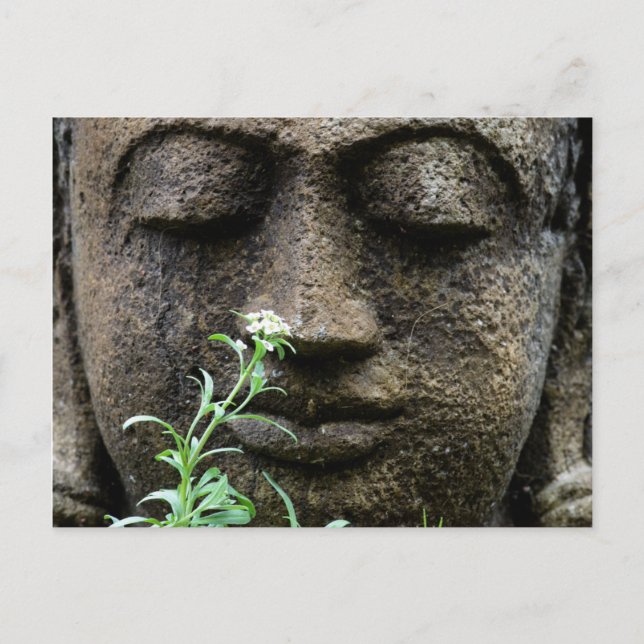Stone Garden Statue with flower Postkarte (Vorderseite)