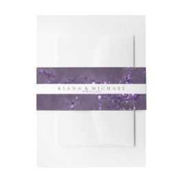 Stone Glitzer Stripe Wedding Violet ID647 Einladungsbanderole