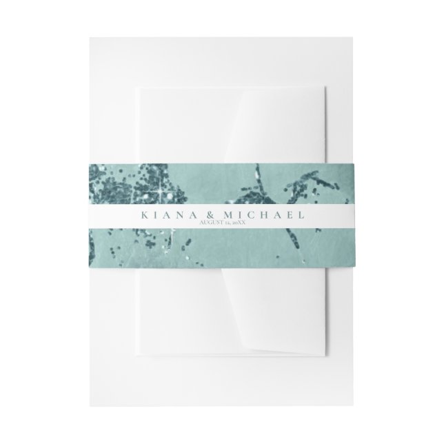 Stone Glitzer Wedding Stripe Aquamarin ID647 Einladungsbanderole (Vorderseite Beispiel)