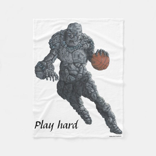 Stone Golem Basketball Player Fantasy Art Blanka Fleecedecke (Vorderseite)