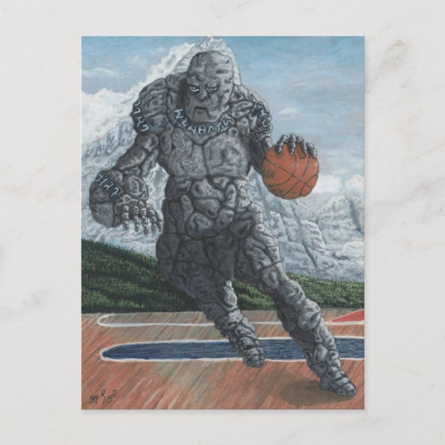Stone Golem Basketball Player Fantasy Postkarte (Vorderseite)