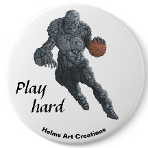 Stone Golem Basketball Sport Fantasy Art Button