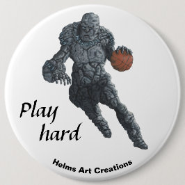 Stone Golem Basketball Sport Fantasy Art Button