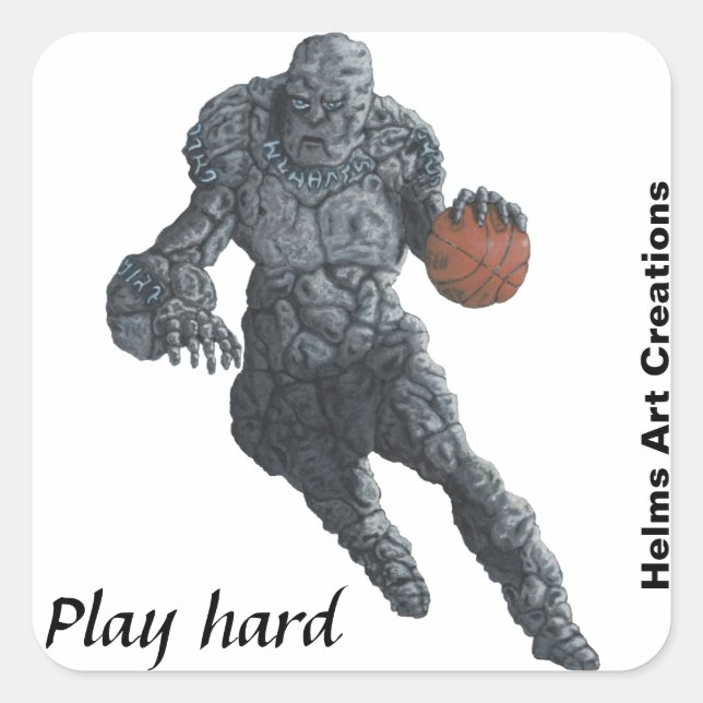 Stone Golem Basketball Sport Fantasy Art Stickers (Vorderseite)