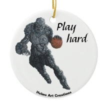 Stone Golem Basketball Sport Fantasy Ornament