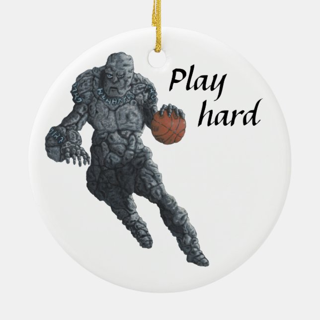 Stone Golem Basketball Sport Fantasy Ornament (Hinten)