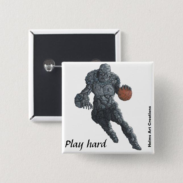 Stone Golem Basketball Sportfantasy - Art Button (Vorne & Hinten)