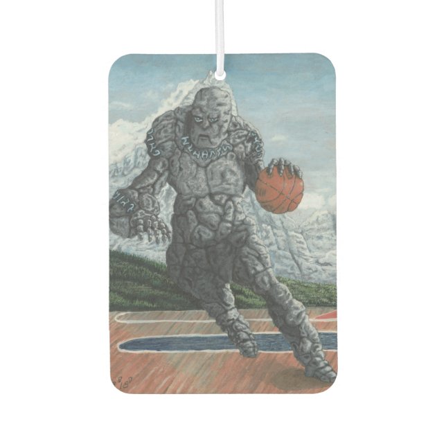 Stone Golem Playing Basketball Air Freshener Autolufterfrischer (Vorderseite)