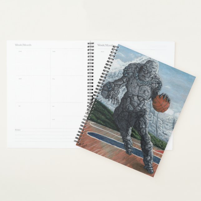 Stone Golem Playing Basketball Fantasy Art Planer (Anzeige)