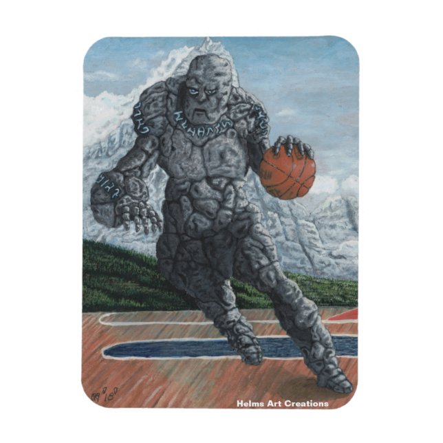 Stone Golem Playing Basketball Flexible Magnet (Vertikal)