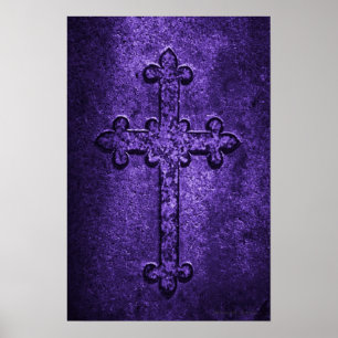Stone Gothic Cross in Lila Poster
