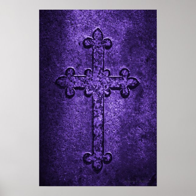 Stone Gothic Cross in Lila Poster (Vorne)