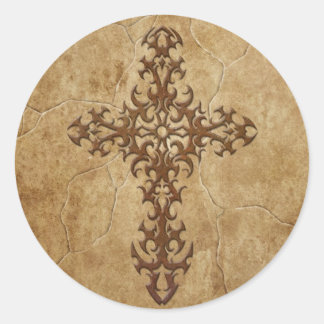 Stone Gothic Cross Runder Aufkleber
