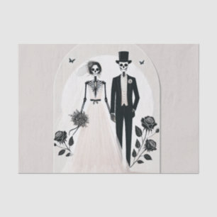Stone Gray Black Skeleton Gothic Halloween Hochzei Seidenpapier