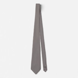 Stone Gray Hidden Initials Solid Color Neck Tie Krawatte