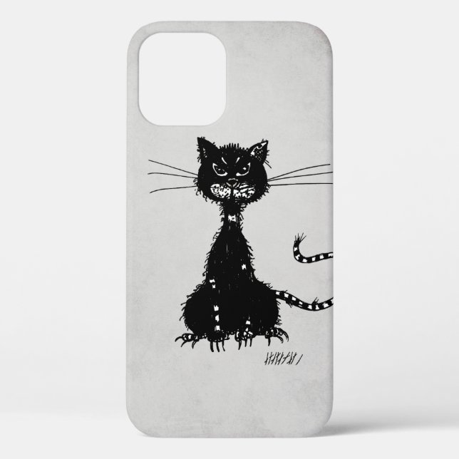 Stone Gray Ragged Evil Black Cat Case-Mate iPhone Hülle (Rückseite)