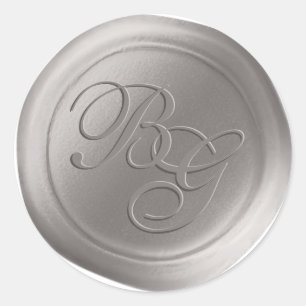 Stone Gray Script Monogram Wax Siegel Stickers