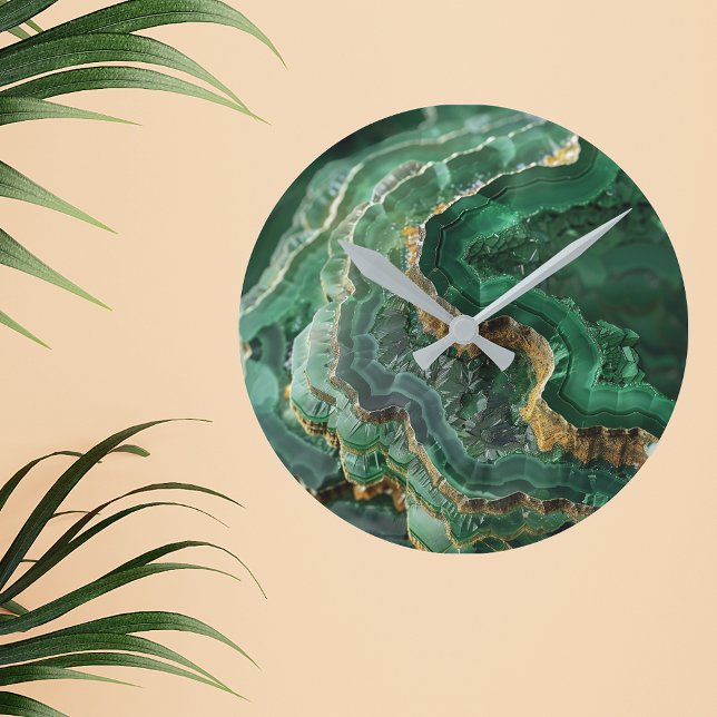 Stone Green Gold Agate Marble Runde Wanduhr (Von Creator hochgeladen)