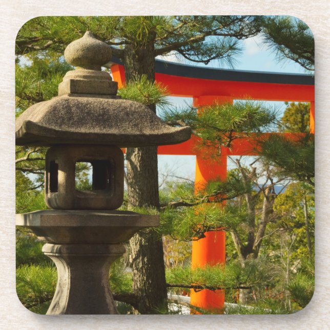 Stone Lantern and Torii Gate Getränkeuntersetzer (Vorderseite)
