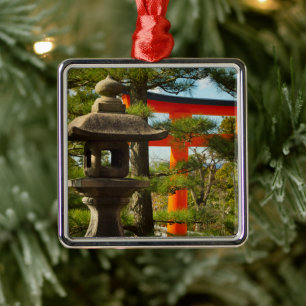 Stone Lantern and Torii Gate Ornament Aus Metall