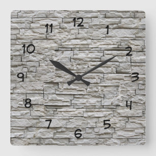 Stone Look Wall Decor Clock Quadratische Wanduhr